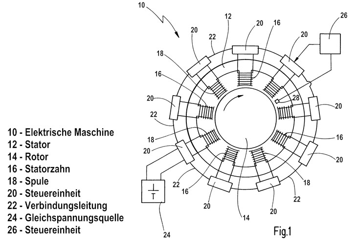 Eine Zeichnung der elektrischen Maschine.